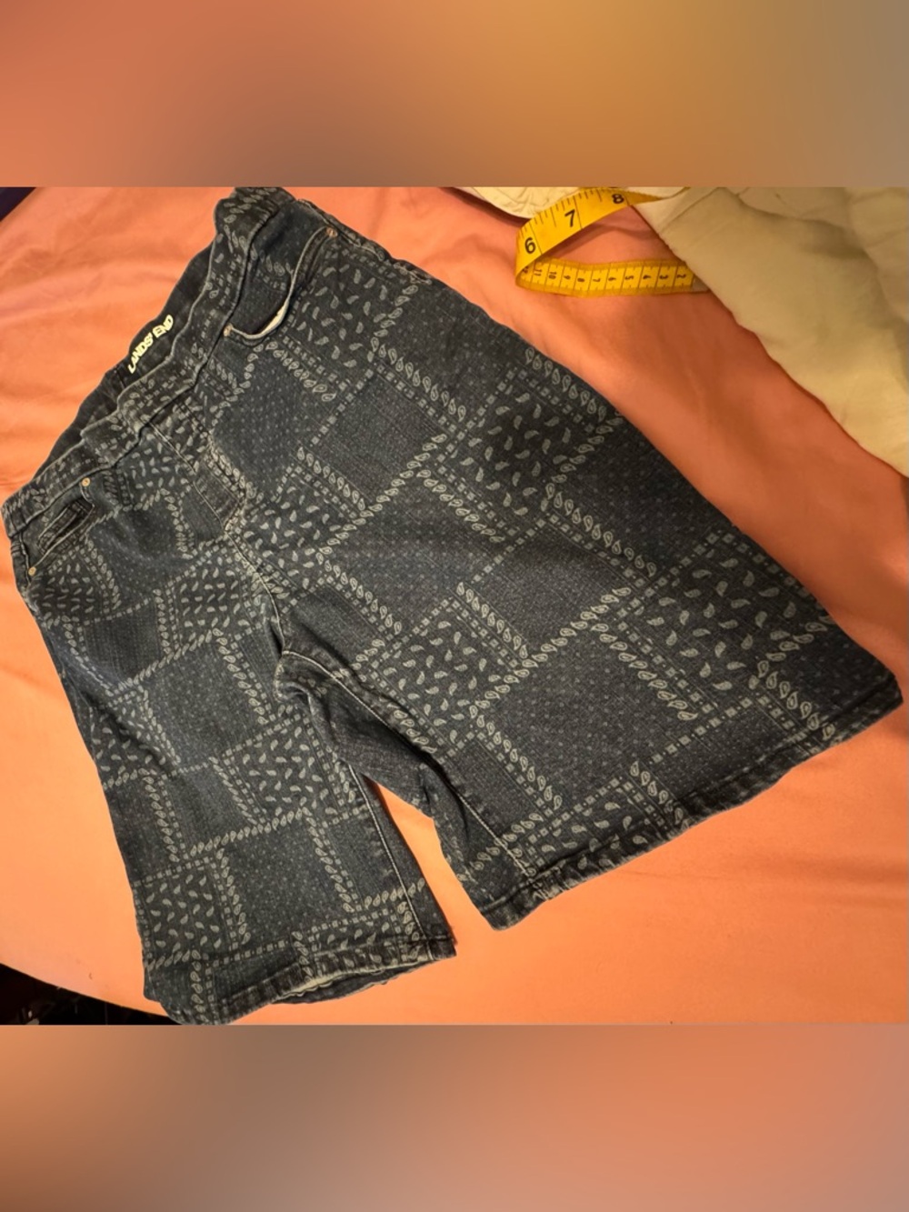 Lands' End Women Patterned Indigo Denim Shorts